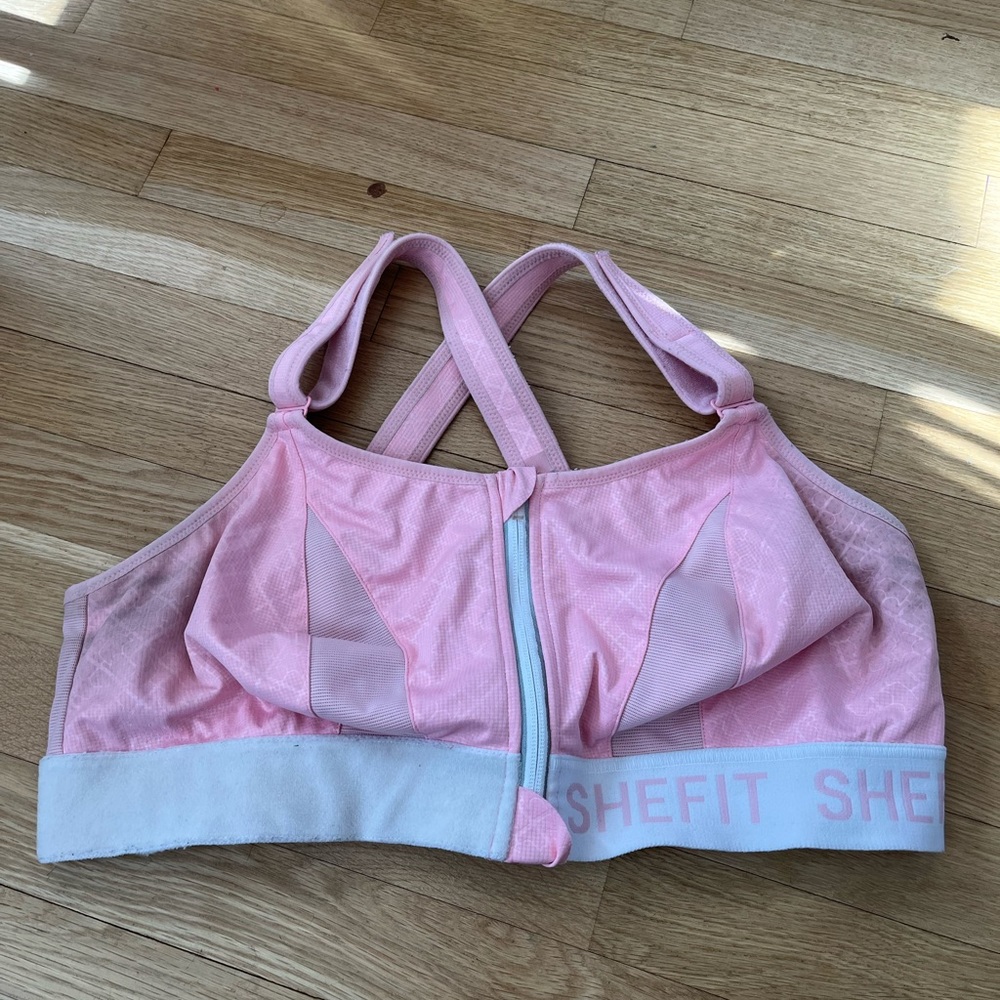 She fit high impact pink sports bra in 3luxe